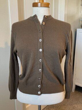 James KenRob 1950s 1960s Brown Angora Lambswool Sweater Cardigan